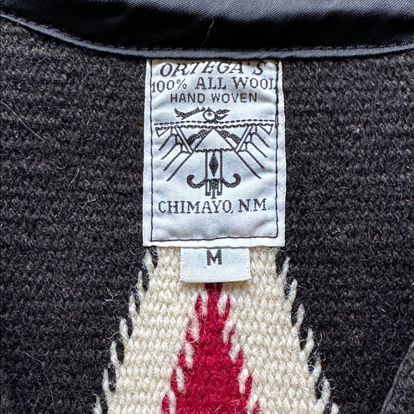 Chimayo Black Vest with Red and White Geometric Pattern - Picture 2 of 6